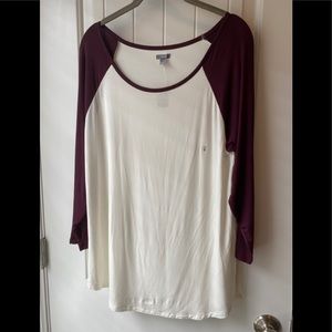 NWT Aerie Burgundy Baseball Tee